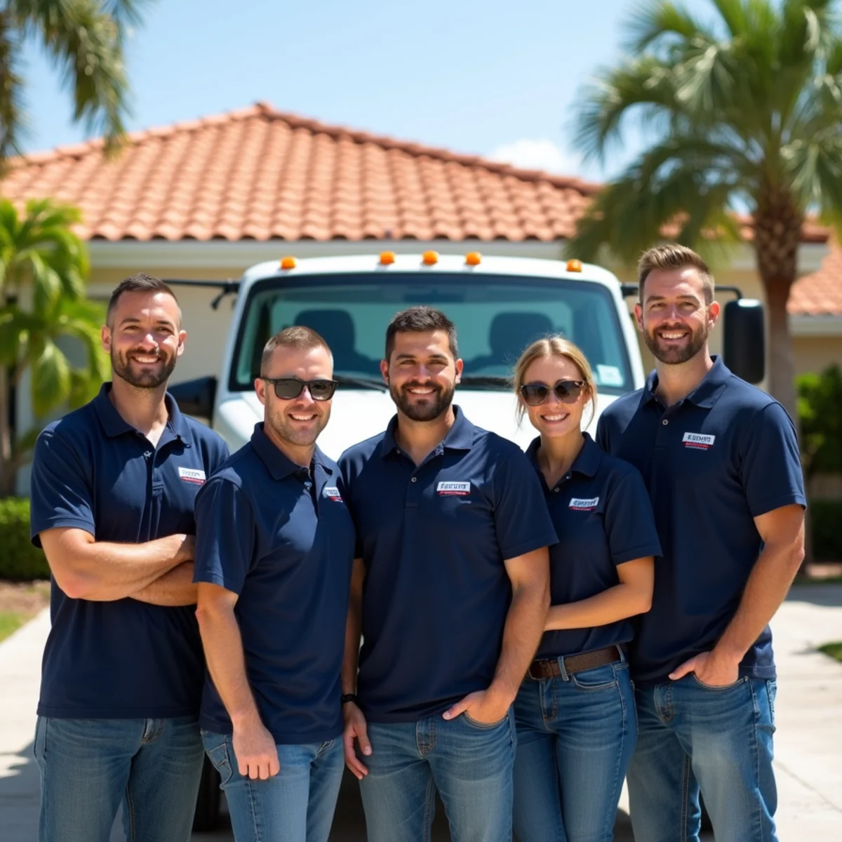 Mighty Dog Roofing of Boca Raton team and branded truck in Boca Raton, FL