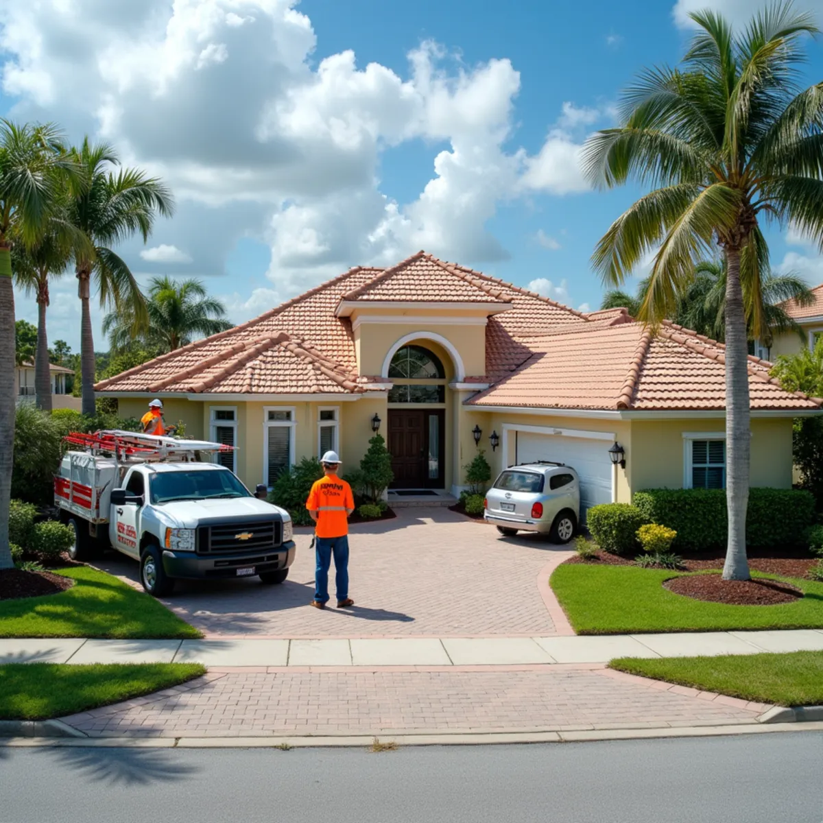 Metal roof installation with stainless steel fasteners on an oceanfront home near Highland Beach, Florida
