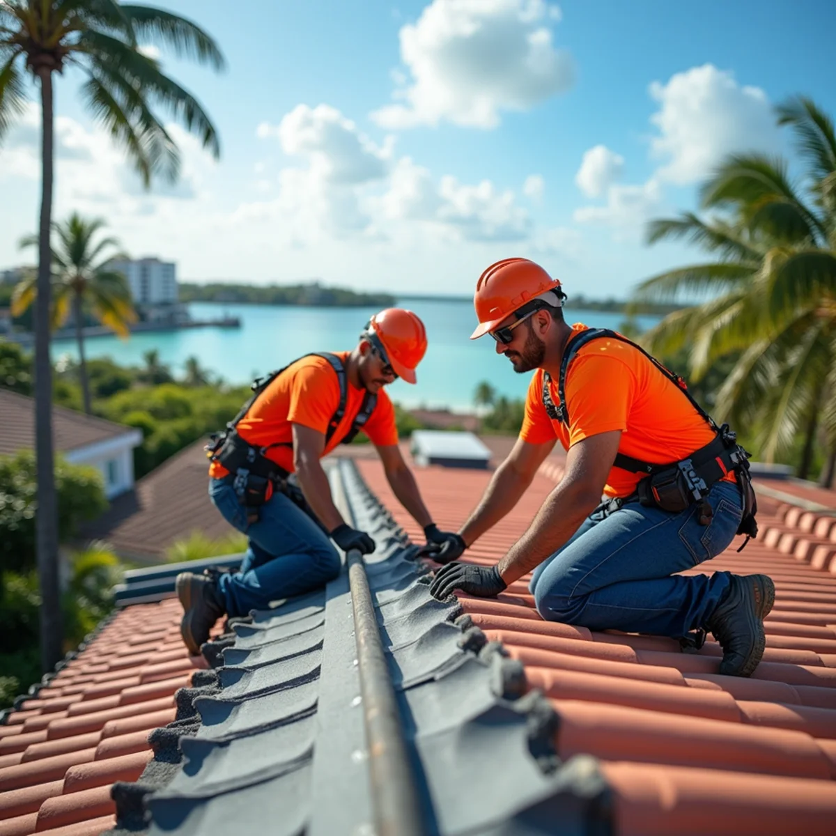 Coastal-grade flashing installation on a Singer Island condo tower in Riviera Beach, FL